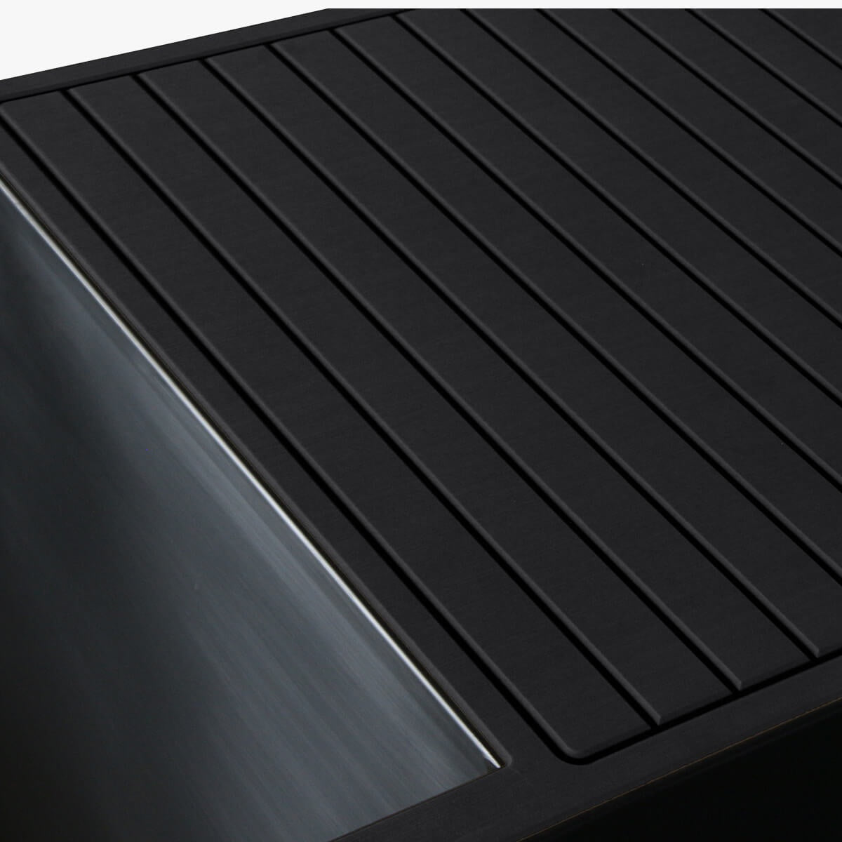 close up of black top of cold plunge